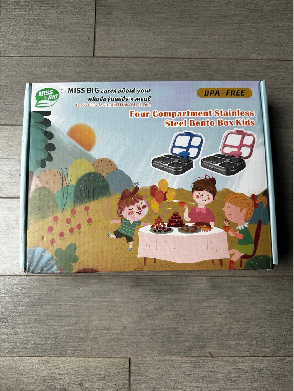 Miss Big Four Compartment Stainless Steel Bento Box Kids BPA-Free Lunchbox NEW